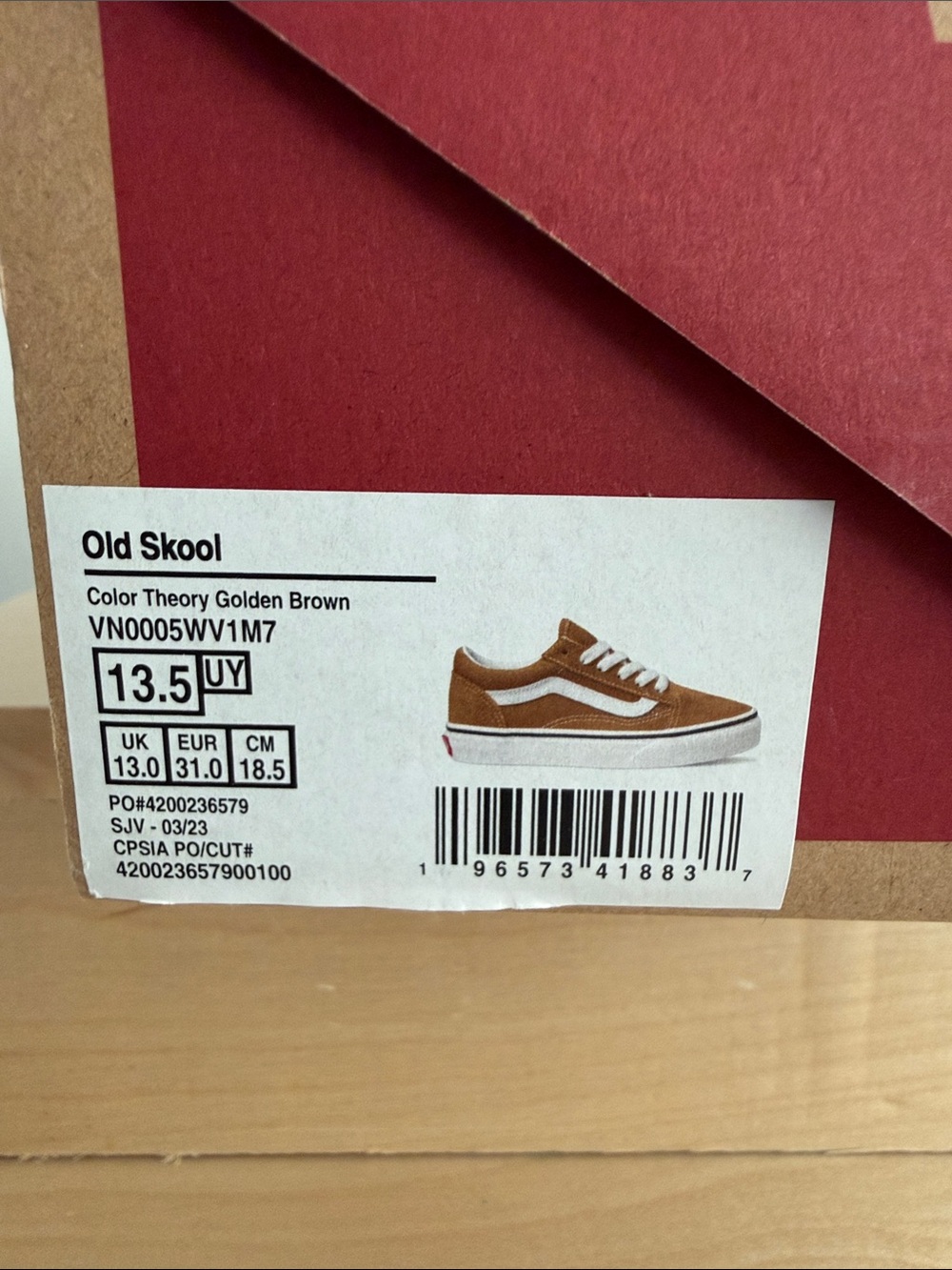 Vans Kids Low-Top Suede Lace-Up Sneakers - White Stripe, Mustard - Picture 6 of 6